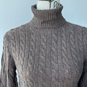 J.Crew cable knit turtleneck sweater, small, brown